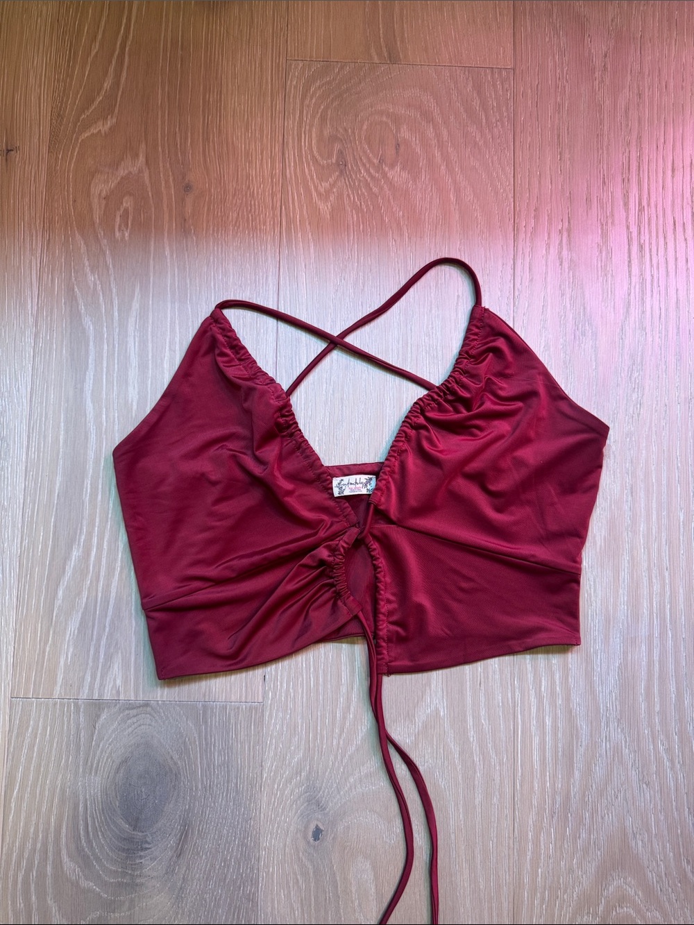 Free People Burgundy Cami with Crisscross Straps